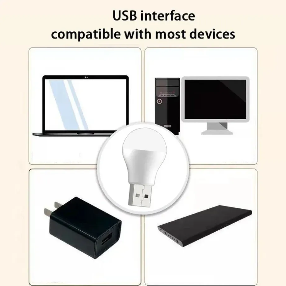 Lot de 5 mini lampes LED USB de lecture pour livre, camping, batterie externe et ordinateur portable 3