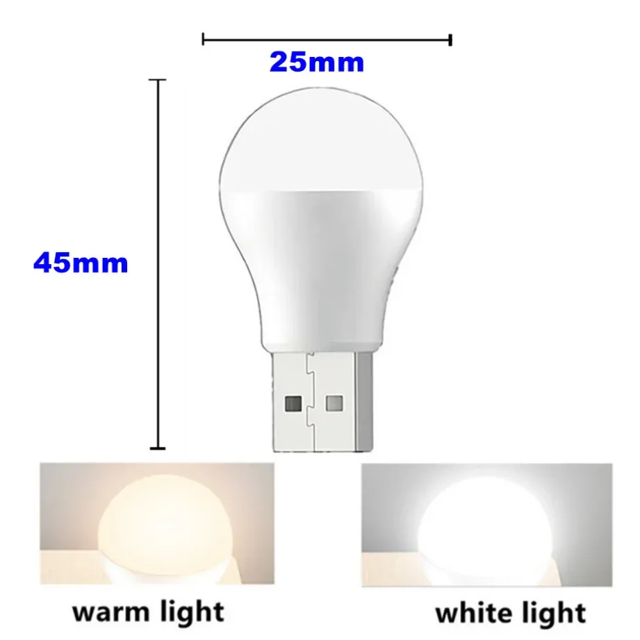 Lot de 5 mini lampes LED USB de lecture pour livre, camping, batterie externe et ordinateur portable 6