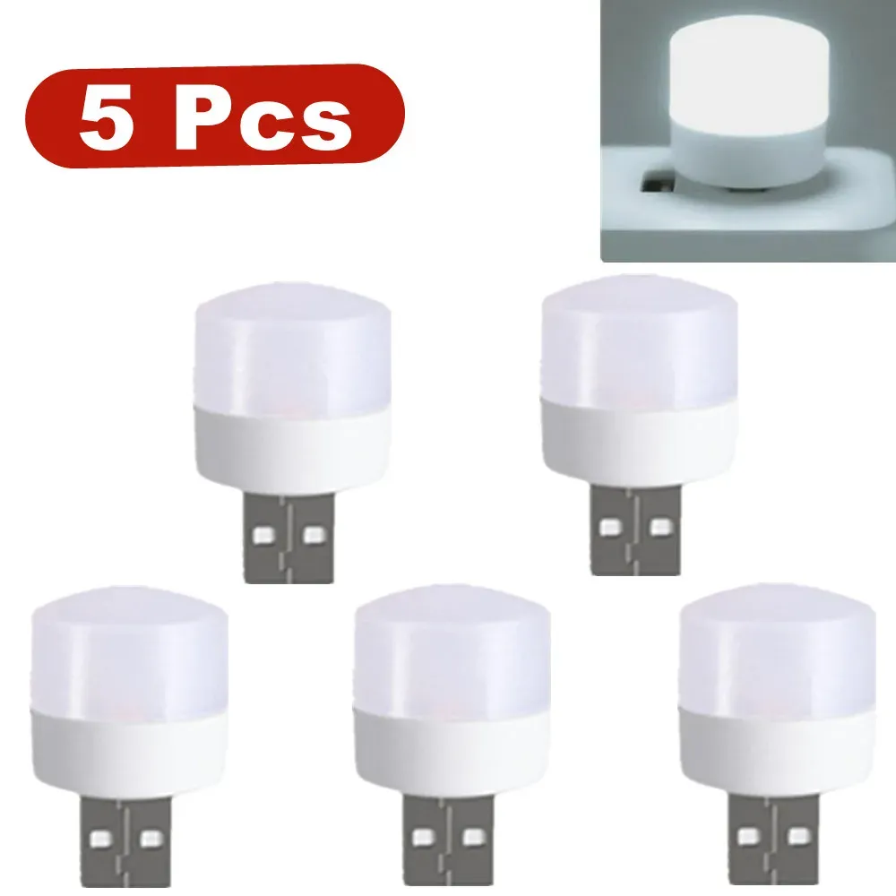 Lot de 5 mini lampes LED USB de lecture pour livre, camping, batterie externe et ordinateur portable 8