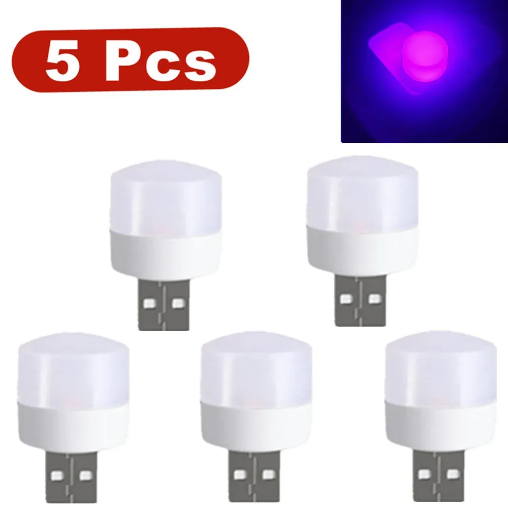 Lot de 5 mini lampes LED USB de lecture pour livre, camping, batterie externe et ordinateur portable 9