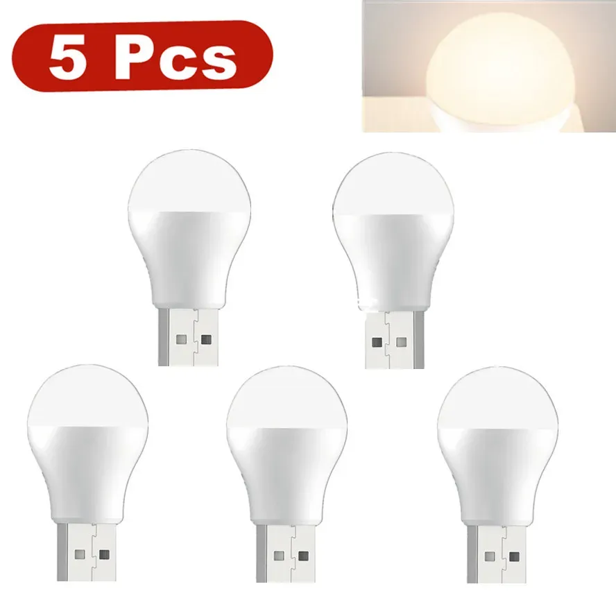 Lot de 5 mini lampes LED USB de lecture pour livre, camping, batterie externe et ordinateur portable 13