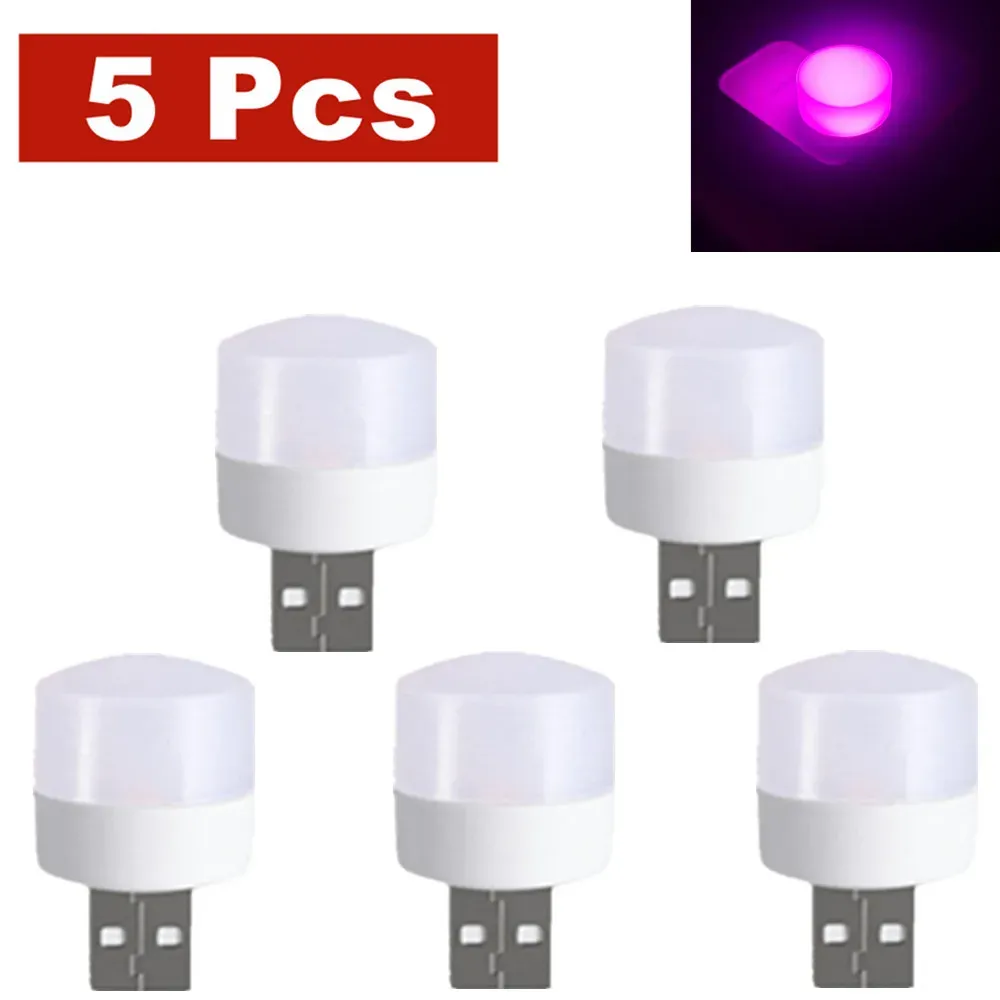 Lot de 5 mini lampes LED USB de lecture pour livre, camping, batterie externe et ordinateur portable 14