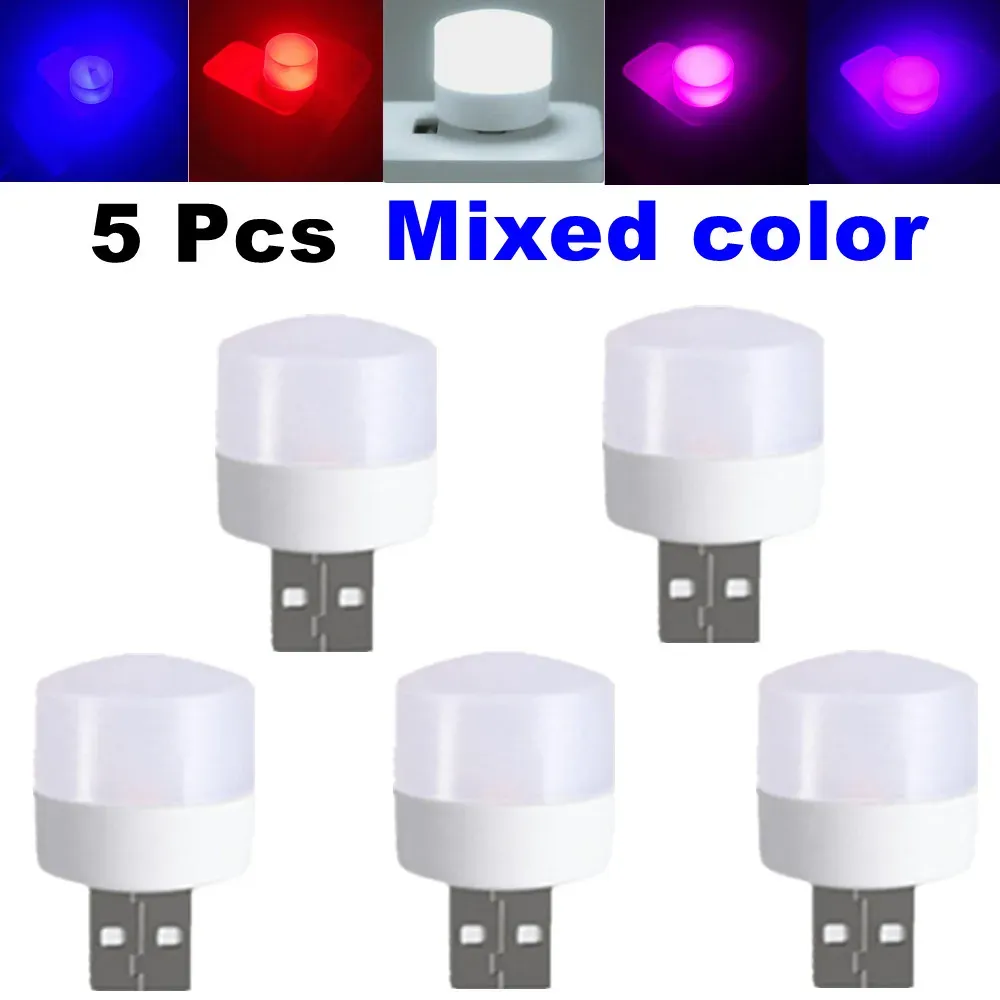 Lot de 5 mini lampes LED USB de lecture pour livre, camping, batterie externe et ordinateur portable 11