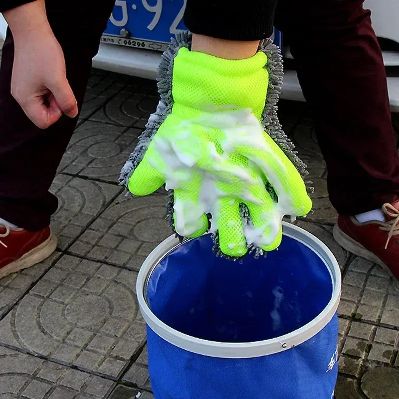 Détail du gant de lavage en chenille