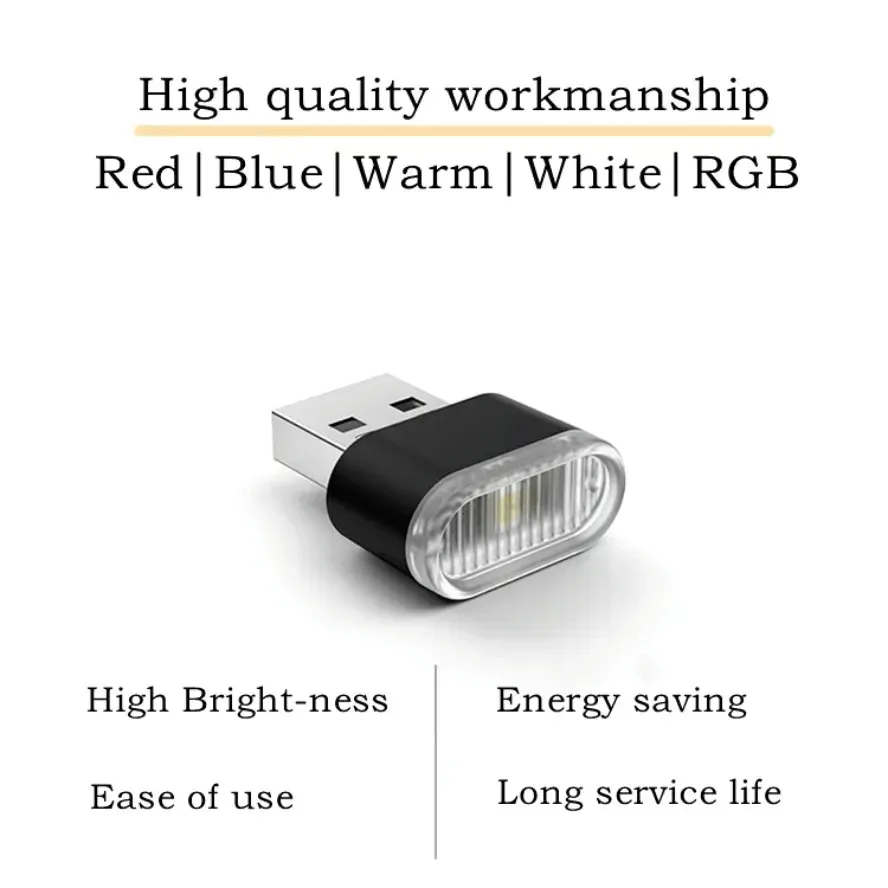 Mini veilleuse LED USB à 5 modes d'éclairage, lumière d'ambiance néon décorative pour l'intérieur de voiture 2