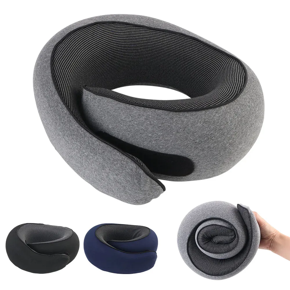 Oreiller de voyage en mousse à mémoire de forme en forme de U, soutien cervical doux et portable