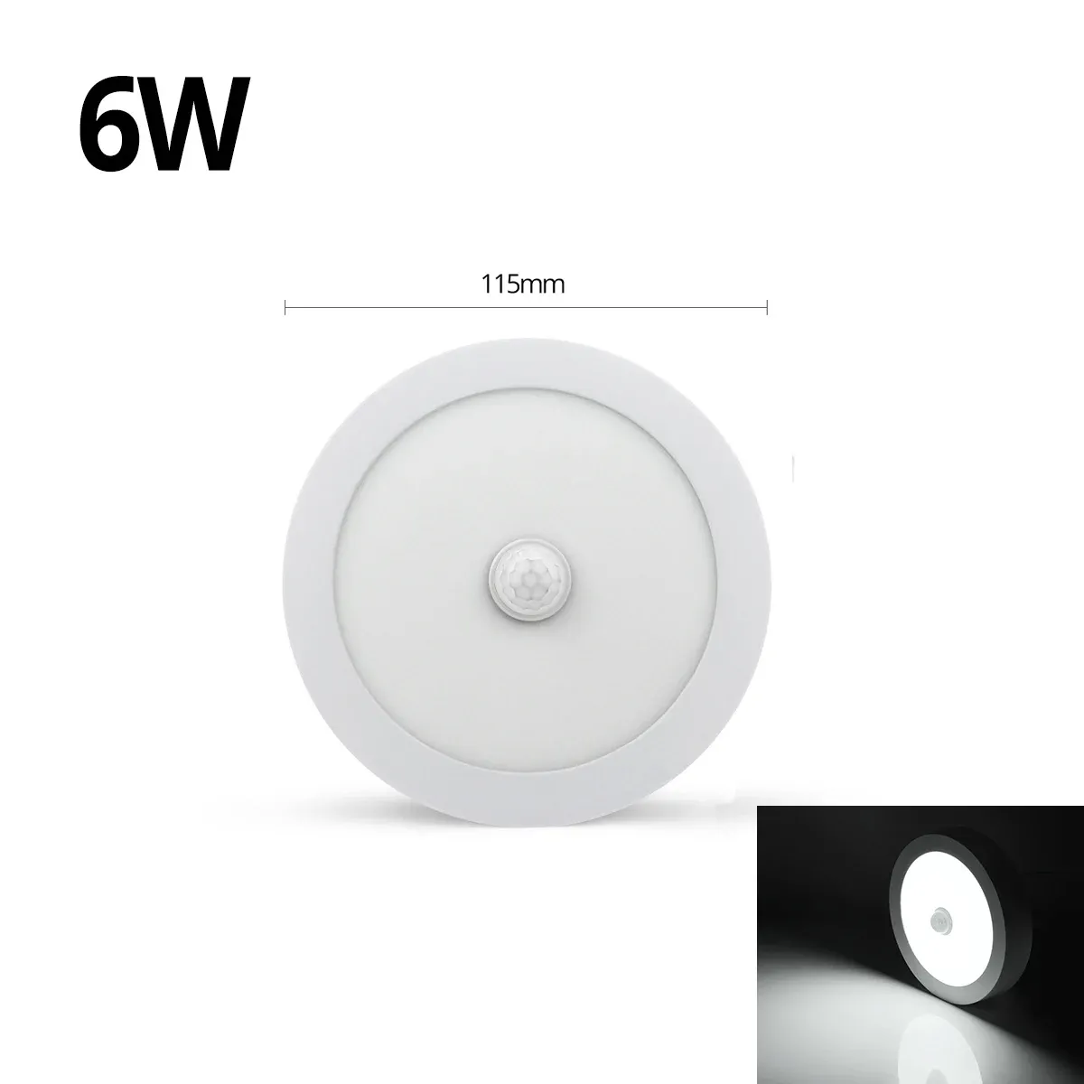 Plafonnier LED 6W/12W/18W avec détecteur de mouvement PIR pour couloir, chambre et toilettes, 85-265V 9