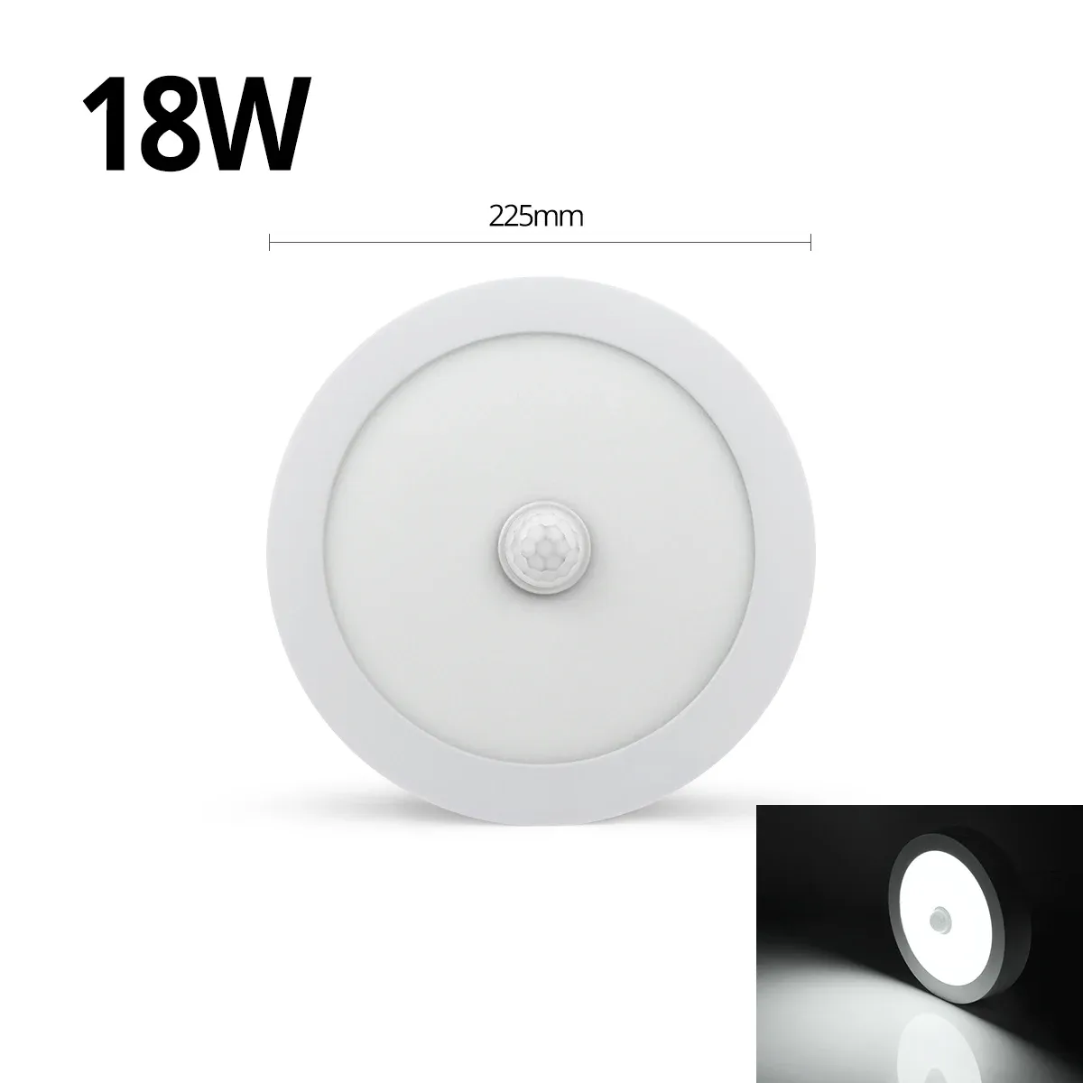 Plafonnier LED 6W/12W/18W avec détecteur de mouvement PIR pour couloir, chambre et toilettes, 85-265V 7