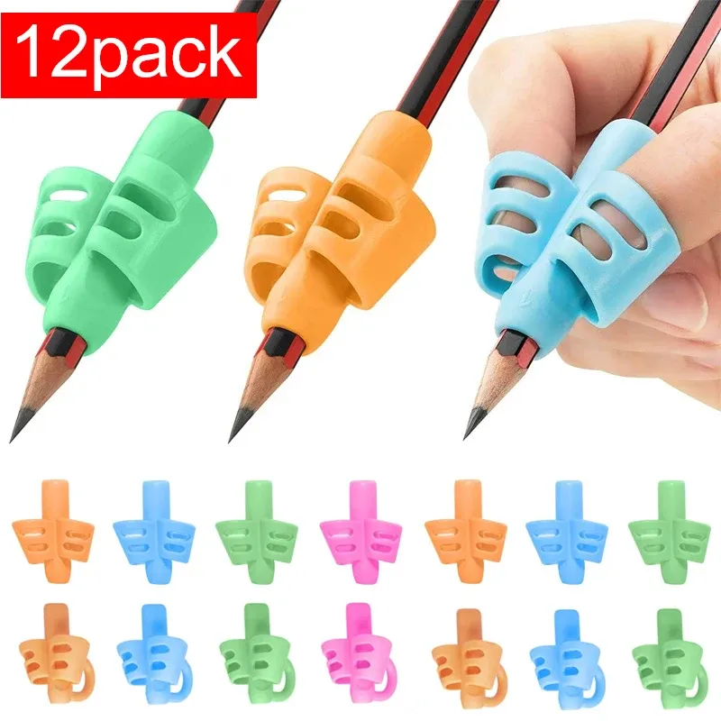 Correcteur de prise du crayon 3 doigts / 2 doigts, outil de correction de posture pour enfants, porte-stylo d'écriture, lot de 12, 9 ou 1 pièces - Image 1