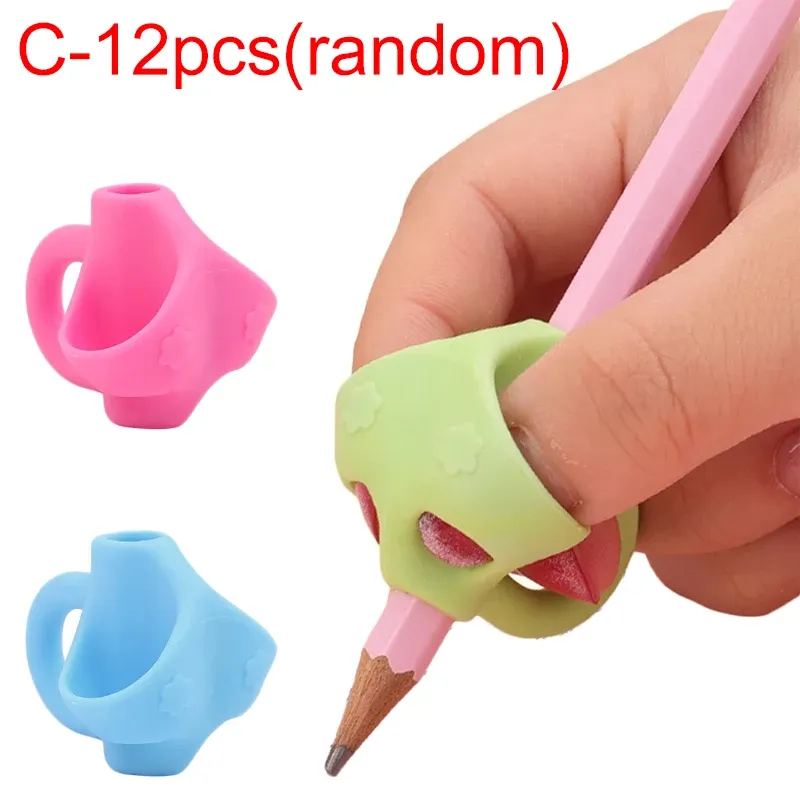 Correcteur de prise du crayon 3 doigts / 2 doigts, outil de correction de posture pour enfants, porte-stylo d'écriture, lot de 12, 9 ou 1 pièces 8