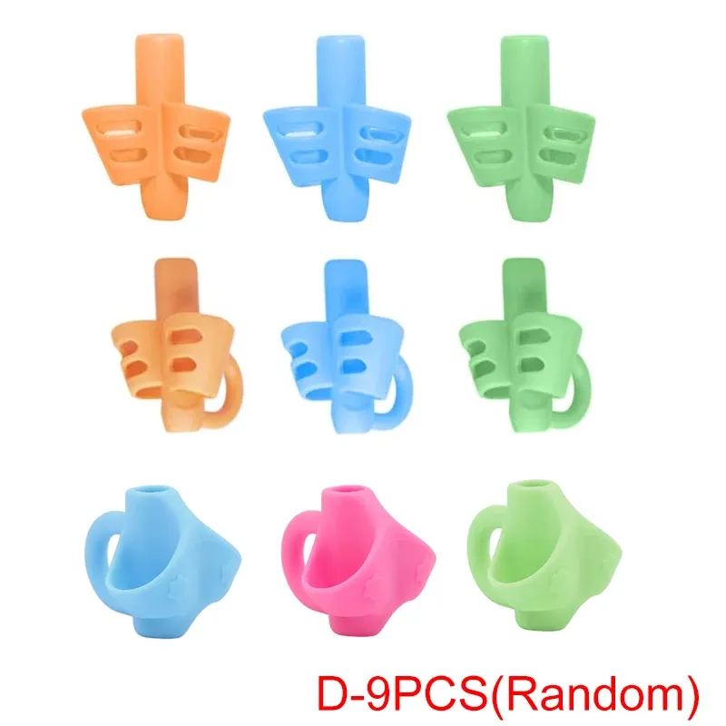 Correcteur de prise du crayon 3 doigts / 2 doigts, outil de correction de posture pour enfants, porte-stylo d'écriture, lot de 12, 9 ou 1 pièces 9