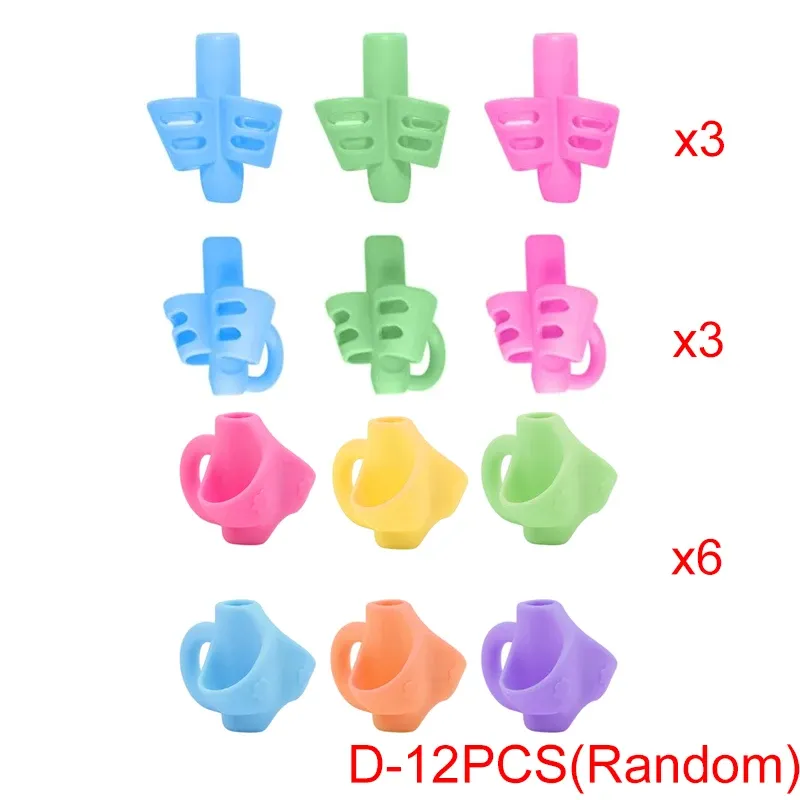 Correcteur de prise du crayon 3 doigts / 2 doigts, outil de correction de posture pour enfants, porte-stylo d'écriture, lot de 12, 9 ou 1 pièces 10
