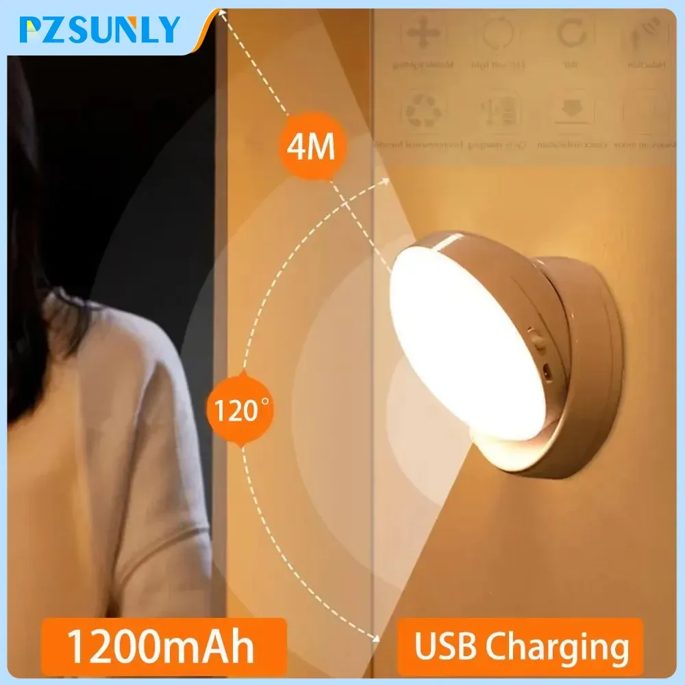 Veilleuse LED USB rechargeable à induction humaine pour chevet, maison et garde-robe, avec capteur de mouvement