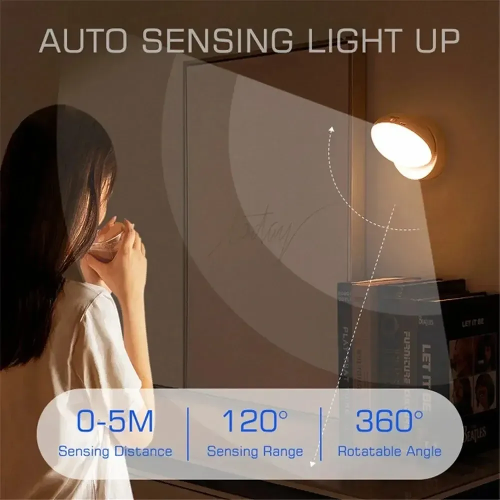Veilleuse LED USB rechargeable à induction humaine pour chevet, maison et garde-robe, avec capteur de mouvement 4