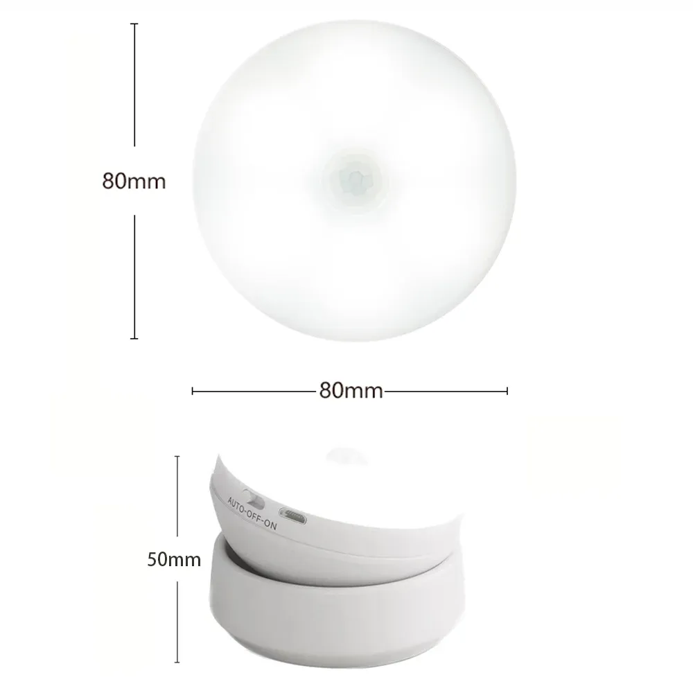 Veilleuse LED USB rechargeable à induction humaine pour chevet, maison et garde-robe, avec capteur de mouvement 5