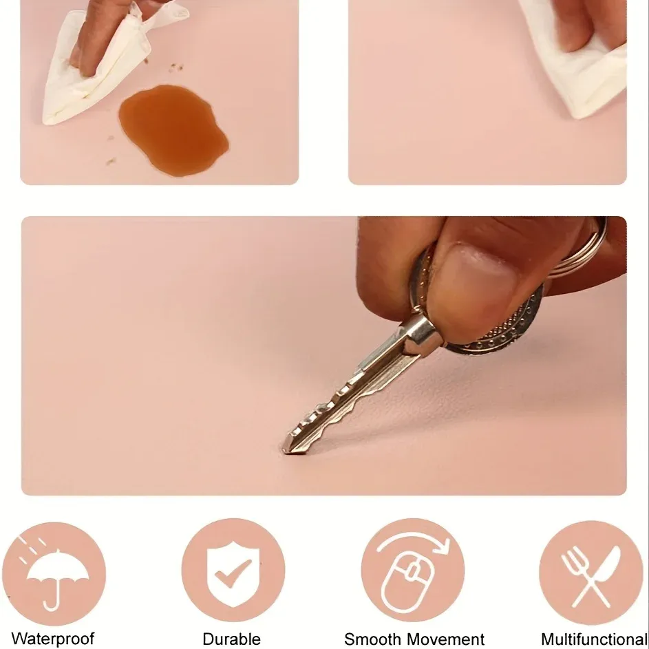Détail du tapis de bureau en simili cuir
