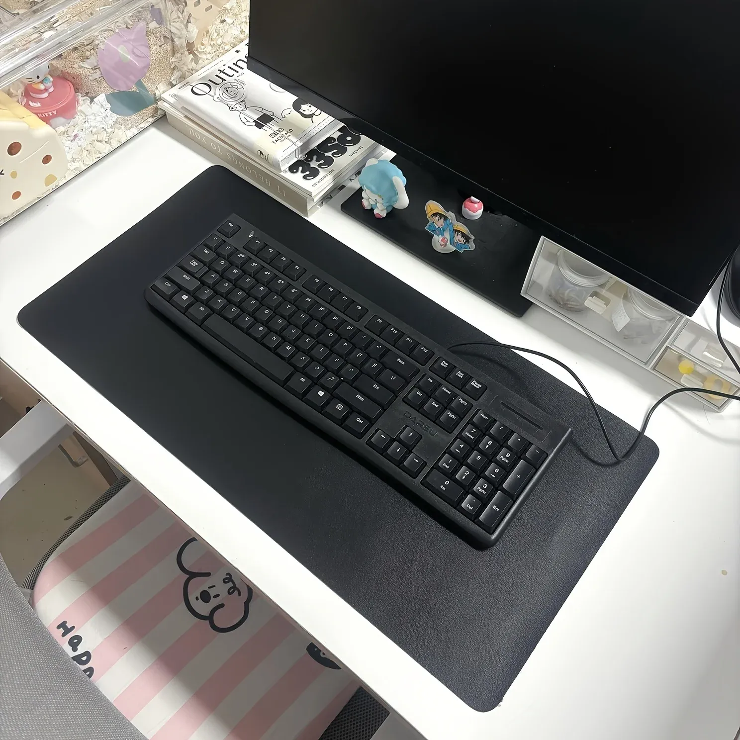 Tapis de bureau imperméable en similicuir, grand format, antidérapant, coloris uni, pour souris et clavier, 1 pièce 10