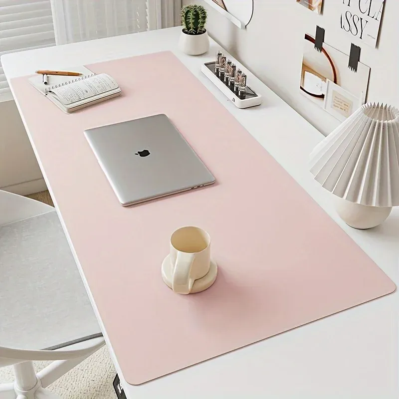 Tapis de bureau imperméable en similicuir, grand format, antidérapant, coloris uni, pour souris et clavier, 1 pièce 8