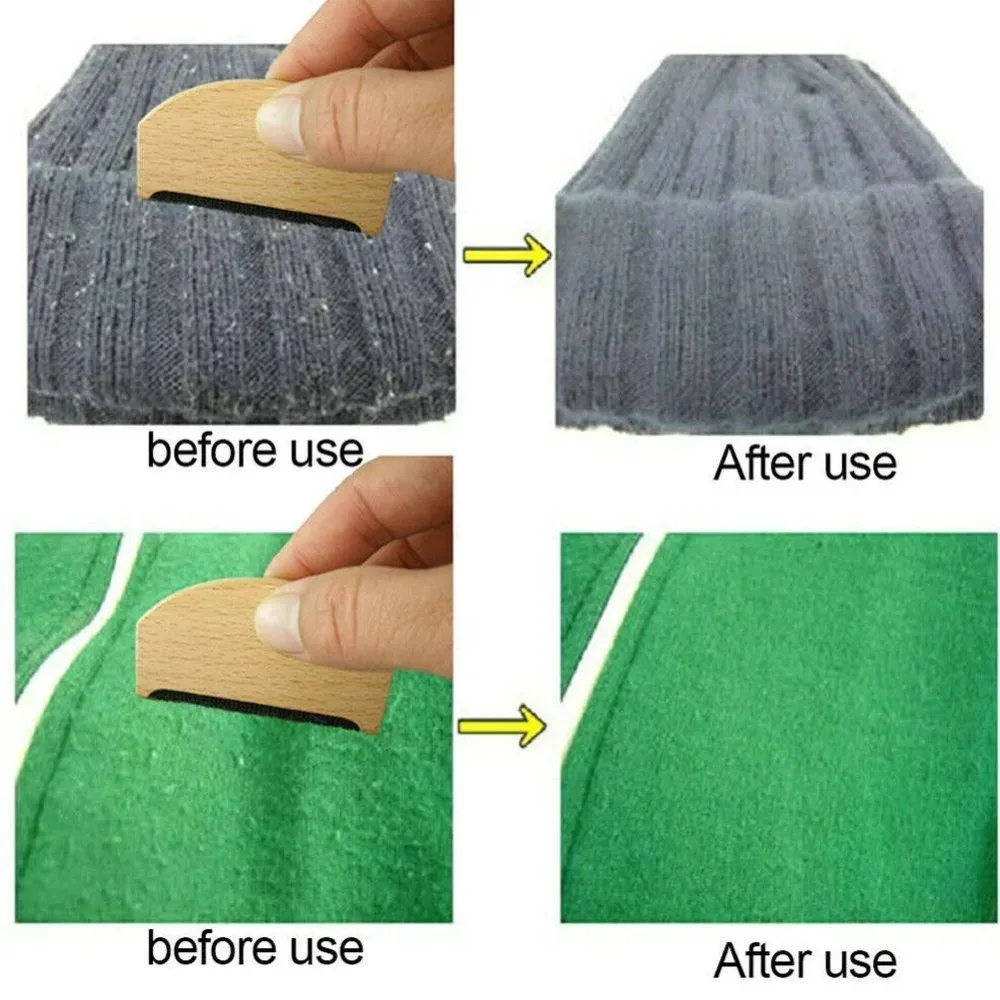 Dissolvant de peluches en bois, rasoir portable pour vêtements, peigne anti-bouloches pour pulls en cachemire et tissus délicats 6