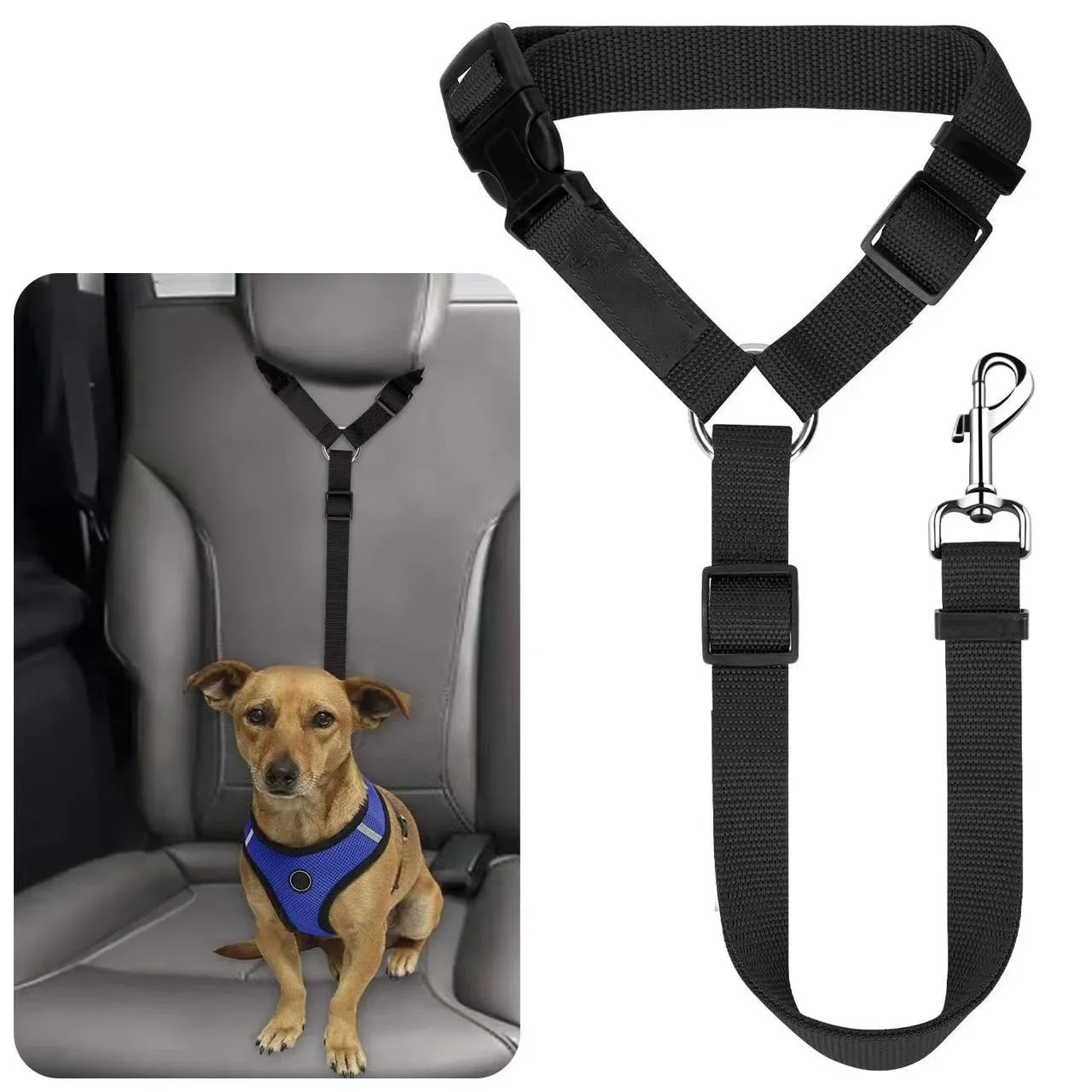 Ceinture de sécurité deux en un pour chien, vue d'ensemble du produit