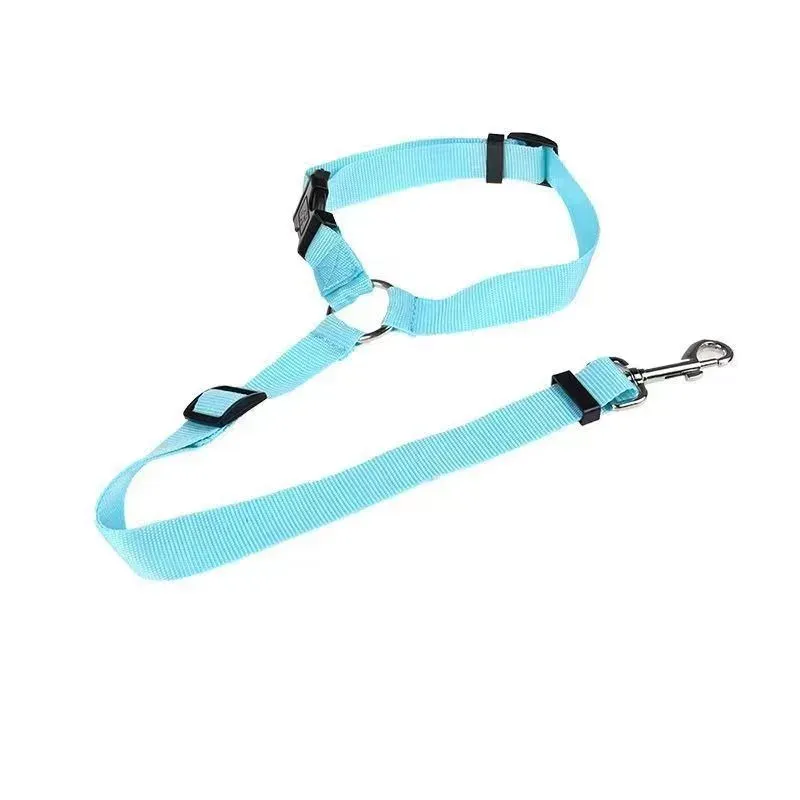 Ceinture de sécurité 2 en 1 pour voiture en nylon, unie, avec laisse en plomb, harnais réglable pour chien et collier pour animaux de compagnie 8