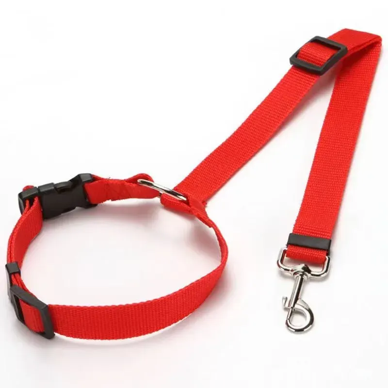 Ceinture de sécurité 2 en 1 pour voiture en nylon, unie, avec laisse en plomb, harnais réglable pour chien et collier pour animaux de compagnie 7