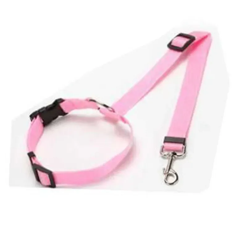 Ceinture de sécurité 2 en 1 pour voiture en nylon, unie, avec laisse en plomb, harnais réglable pour chien et collier pour animaux de compagnie 15