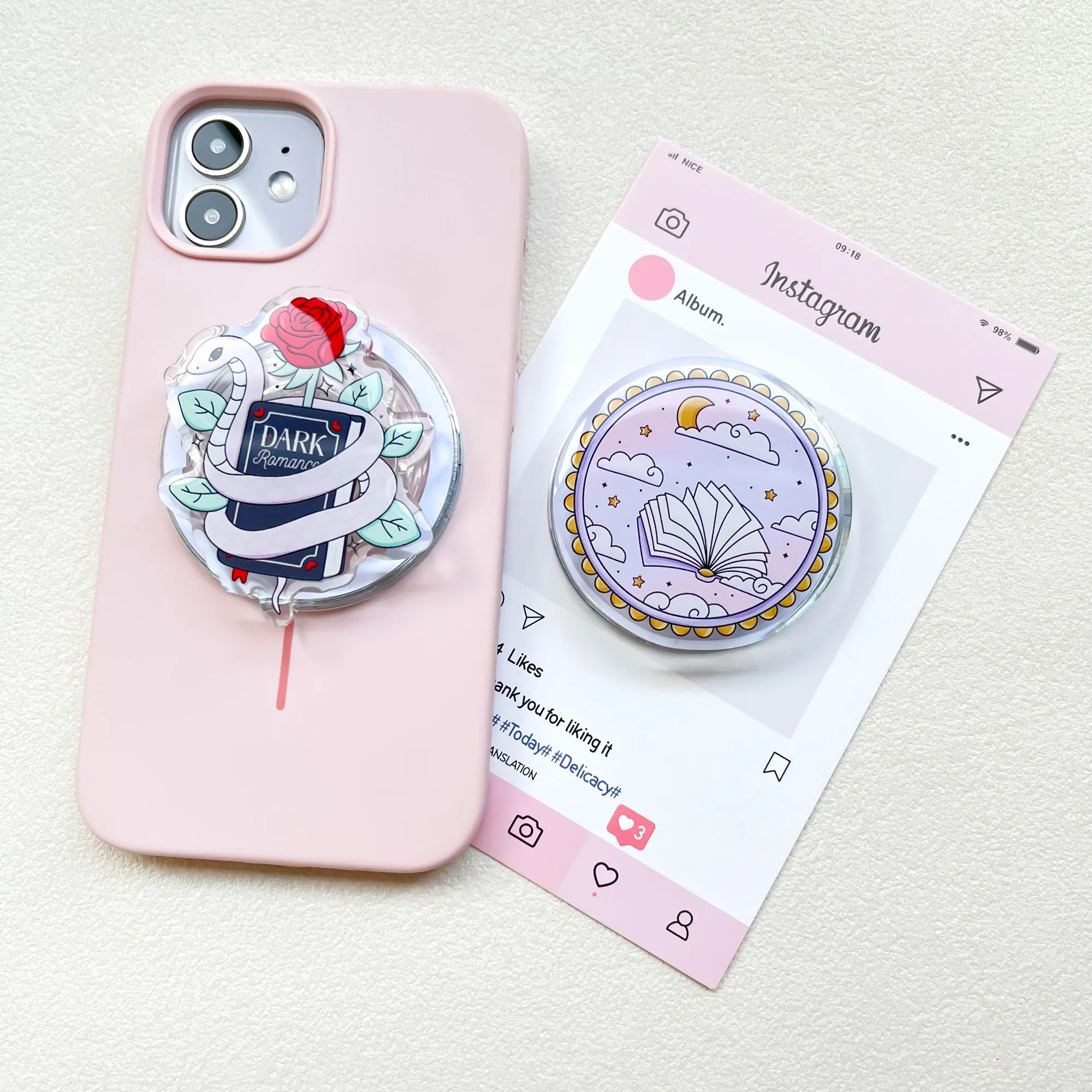 Support de téléphone magnétique en acrylique kawaii INS, support télescopique portable de dessin animé, cadeau d'anniversaire pour fille 1