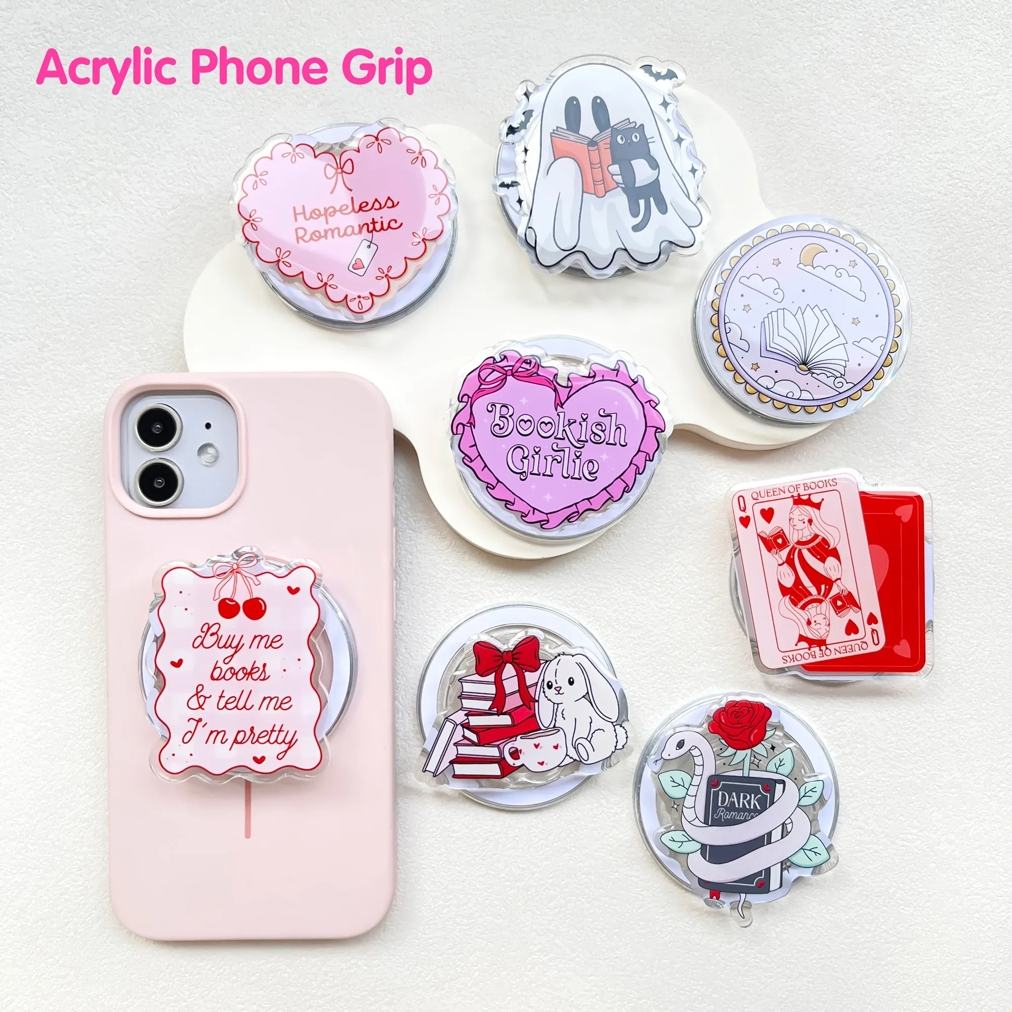 Support de téléphone magnétique en acrylique kawaii INS, support télescopique portable de dessin animé, cadeau d'anniversaire pour fille 2