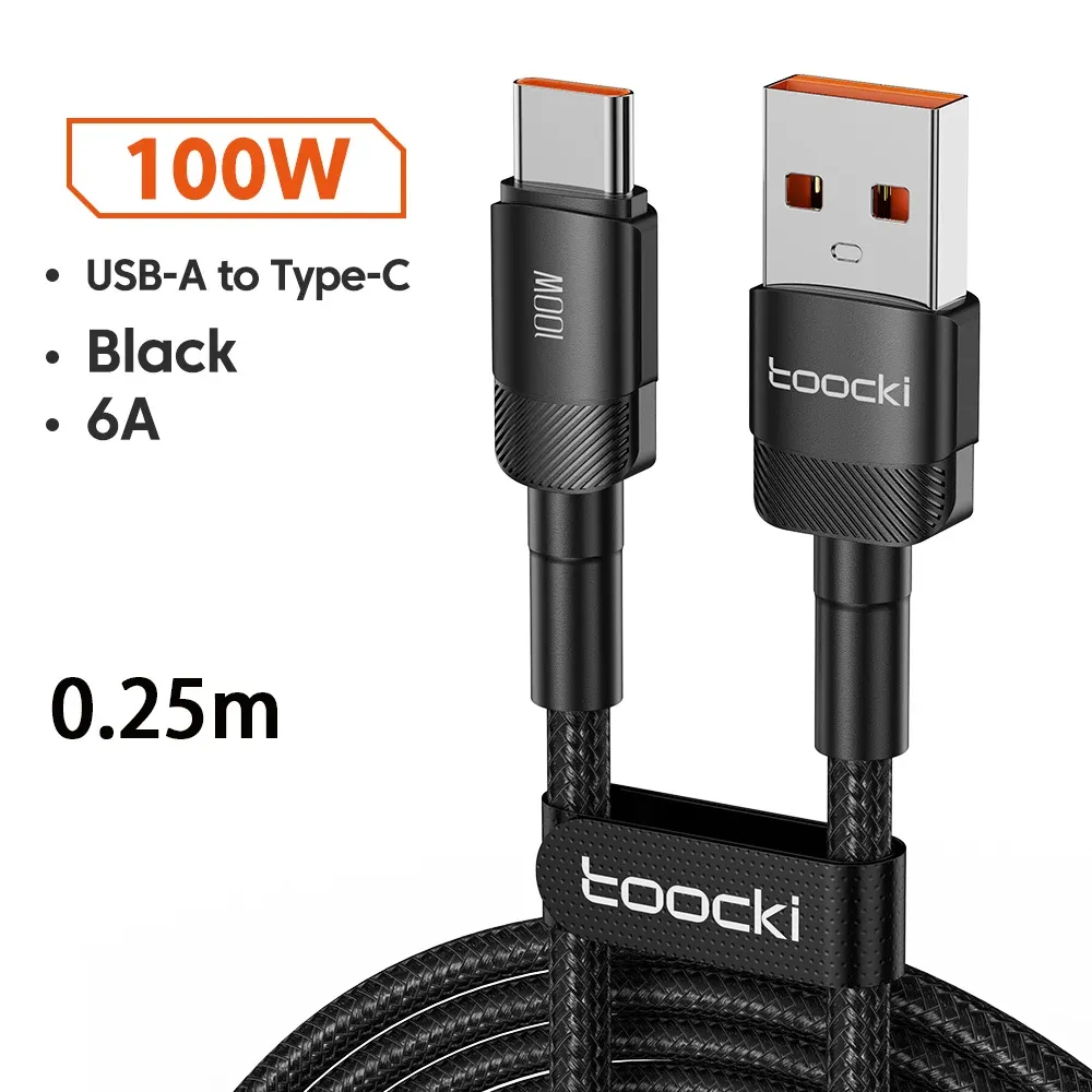 Câble USB vers USB-C Toocki 6A, charge rapide PD 100W, compatible Huawei, Xiaomi, Samsung et OnePlus 19