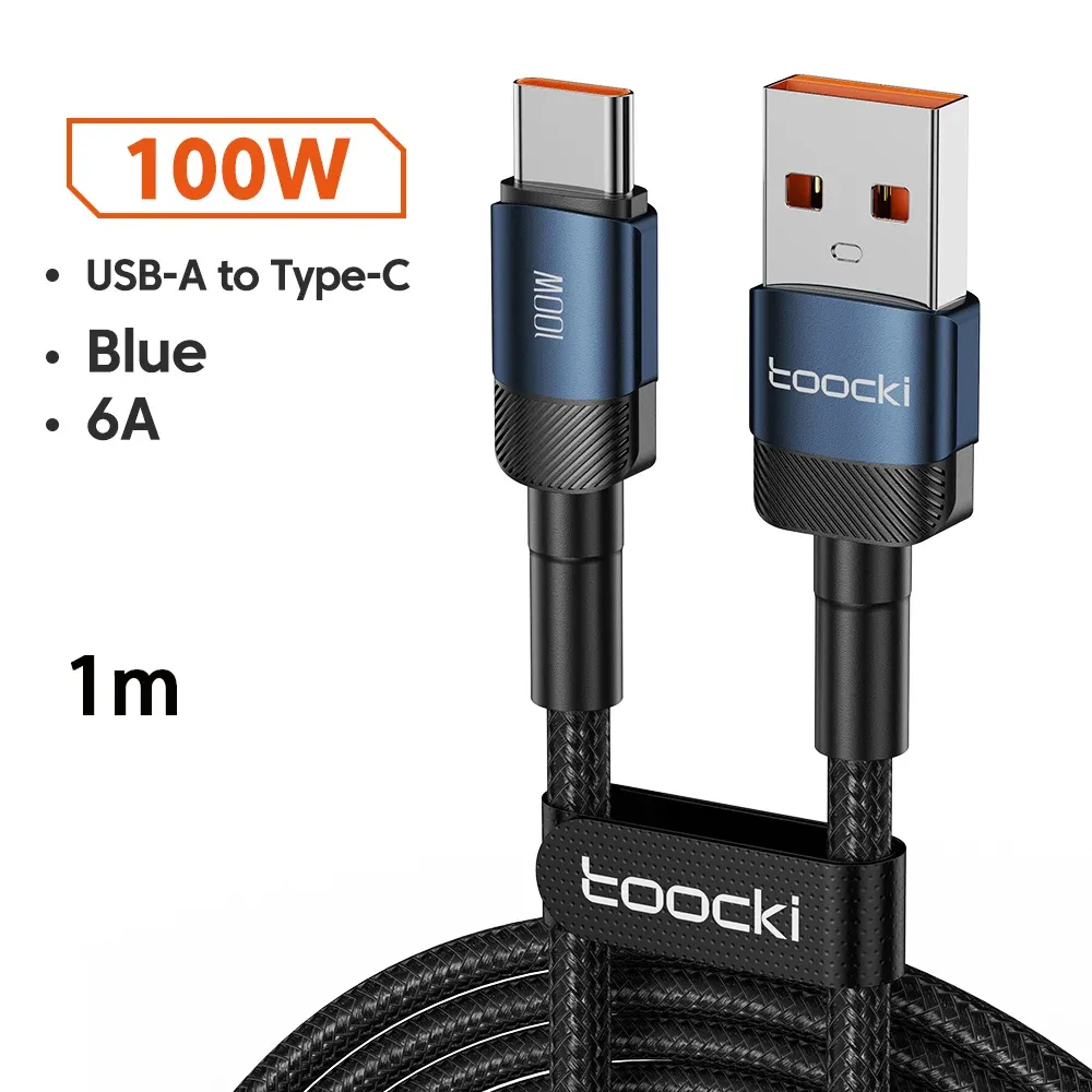 Câble USB vers USB-C Toocki 6A, charge rapide PD 100W, compatible Huawei, Xiaomi, Samsung et OnePlus 15