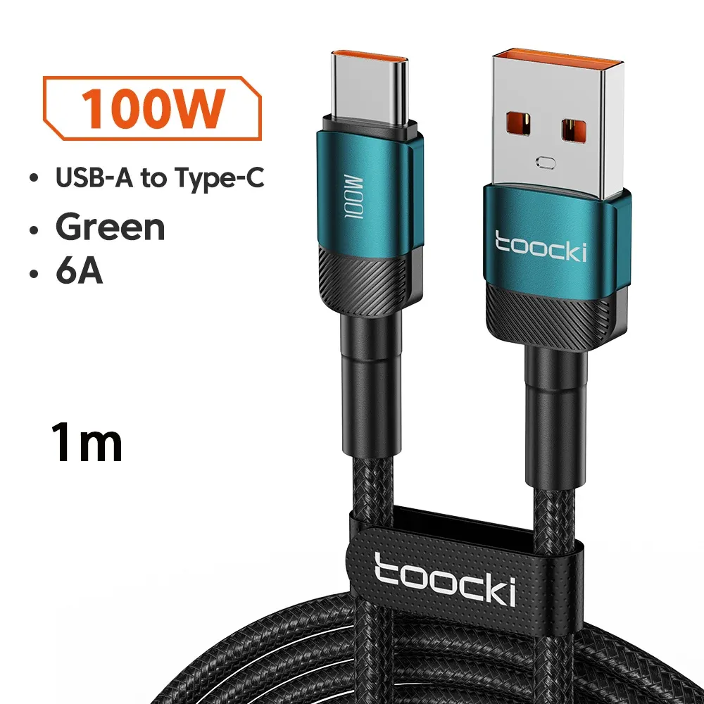 Câble USB vers USB-C Toocki 6A, charge rapide PD 100W, compatible Huawei, Xiaomi, Samsung et OnePlus 12