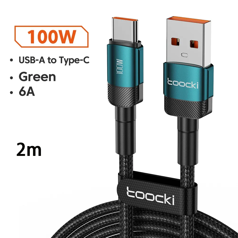 Câble USB vers USB-C Toocki 6A, charge rapide PD 100W, compatible Huawei, Xiaomi, Samsung et OnePlus 8
