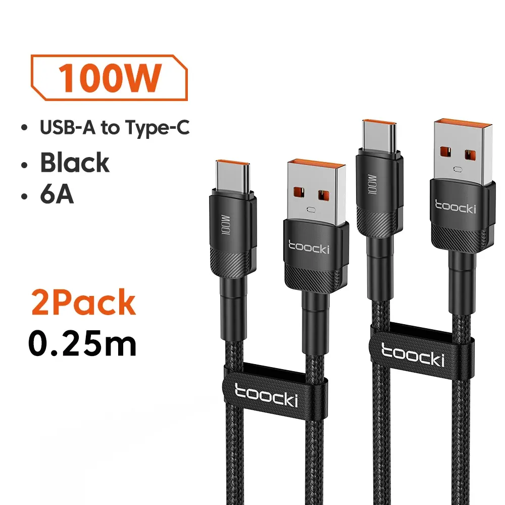 Câble USB vers USB-C Toocki 6A, charge rapide PD 100W, compatible Huawei, Xiaomi, Samsung et OnePlus 28