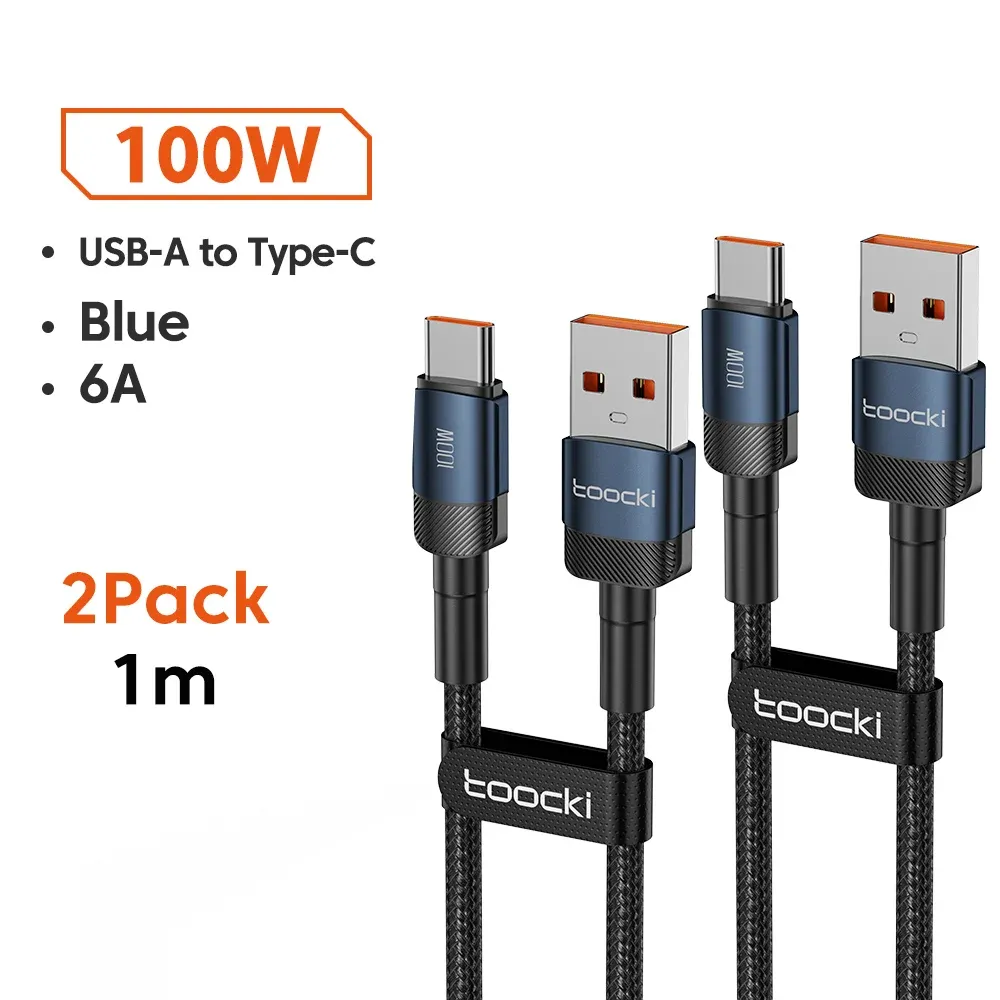 Câble USB vers USB-C Toocki 6A, charge rapide PD 100W, compatible Huawei, Xiaomi, Samsung et OnePlus 23