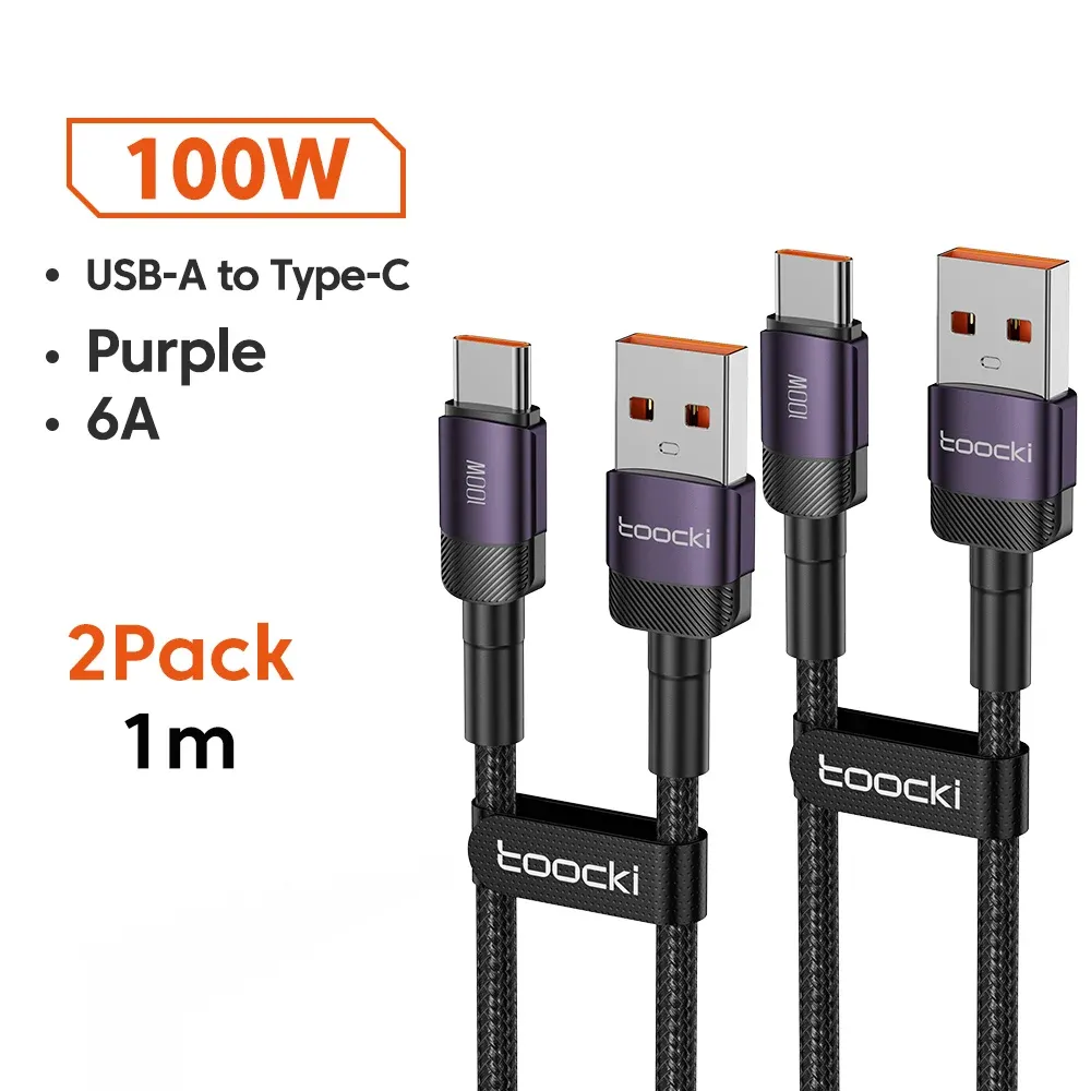 Câble USB vers USB-C Toocki 6A, charge rapide PD 100W, compatible Huawei, Xiaomi, Samsung et OnePlus 22