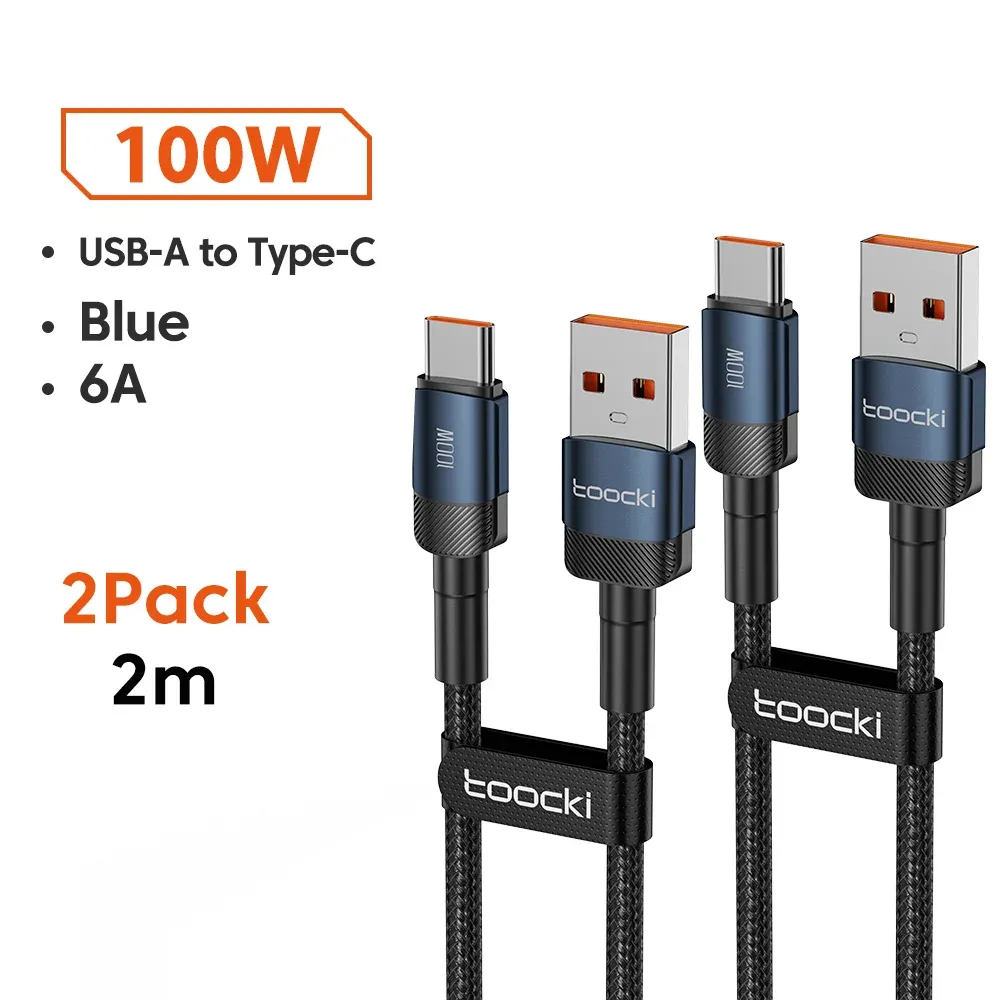 Câble USB vers USB-C Toocki 6A, charge rapide PD 100W, compatible Huawei, Xiaomi, Samsung et OnePlus 27