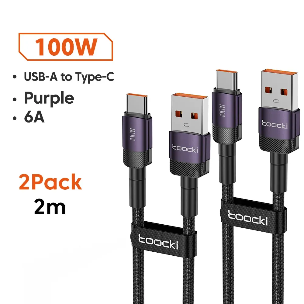 Câble USB vers USB-C Toocki 6A, charge rapide PD 100W, compatible Huawei, Xiaomi, Samsung et OnePlus 26