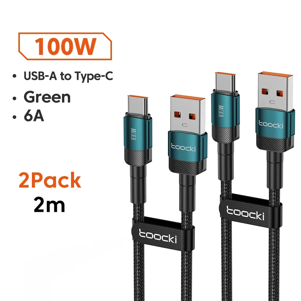 Câble USB vers USB-C Toocki 6A, charge rapide PD 100W, compatible Huawei, Xiaomi, Samsung et OnePlus 16