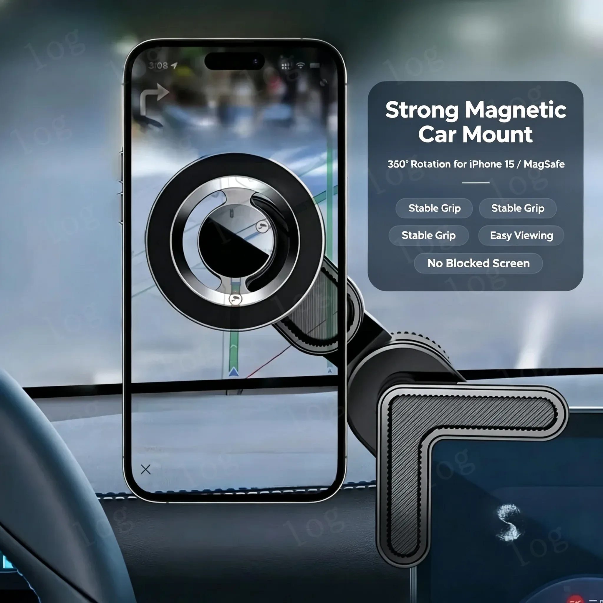 Support magnétique universel pour téléphone portable, rotation à 360 degrés, aimant puissant, compatible iPhone 15 MagSafe et Xiaomi 5