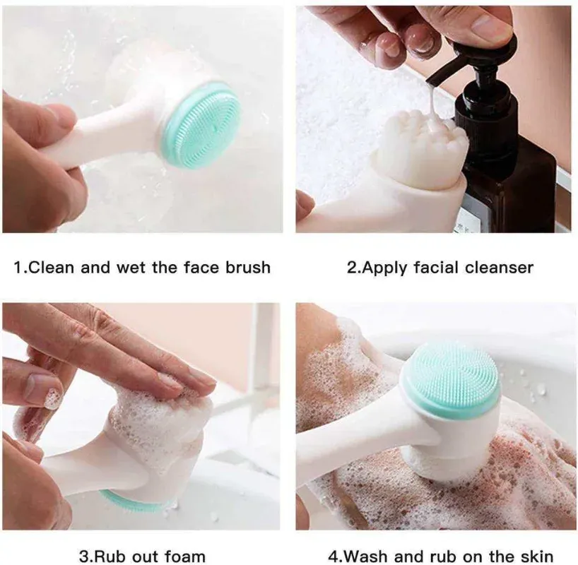 Brosse faciale en gel de silicone en situation
