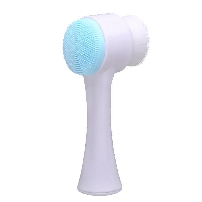Brosse nettoyante double face en silicone 3D pour le visage, massage manuel, poils souples et exfoliants 7