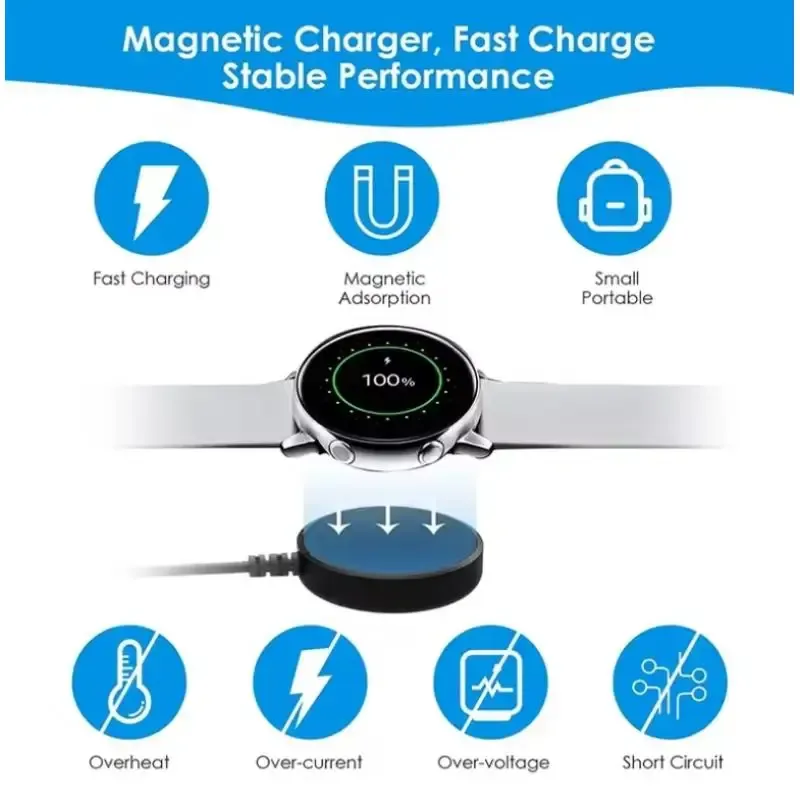 Montre magnétique portable, station de charge sans fil rapide avec câble USB pour Samsung Galaxy Watch 8, 7, 6, 5 Pro, 5, 4, 3, Active 2 4