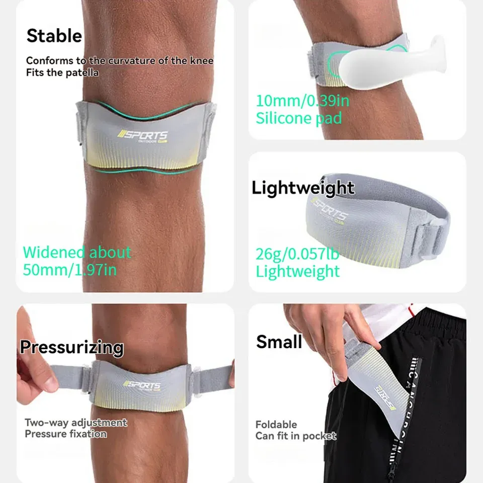 GOBYGO Lot de 2 Genouillères de Compression Réglables avec Sangle Rotule, Absorption des Chocs, Mixte 5