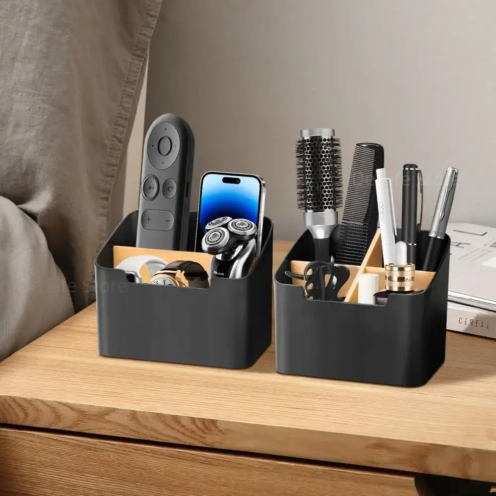 Organisateur de télécommande TV, support de table, boîte de rangement polyvalente pour bureau, organisateur pour chambre à coucher et salon 2