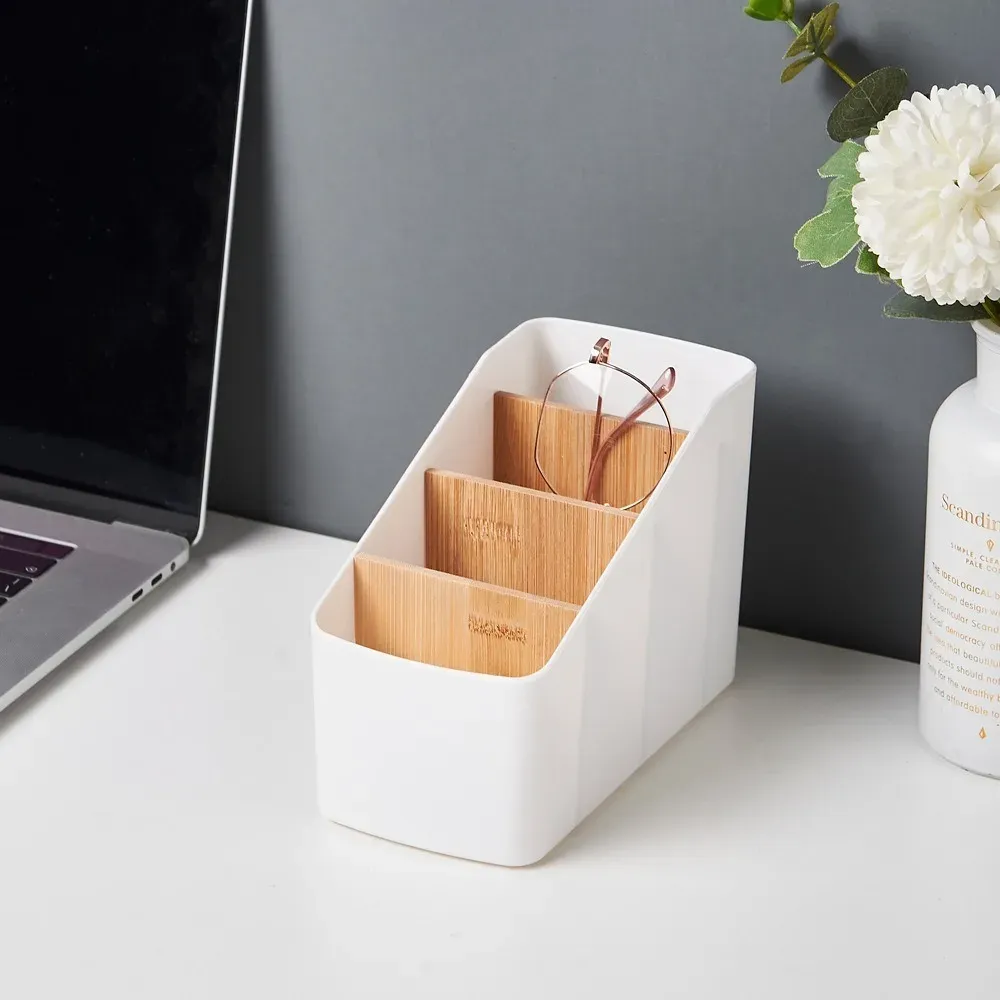Organisateur de télécommande TV, support de table, boîte de rangement polyvalente pour bureau, organisateur pour chambre à coucher et salon 4