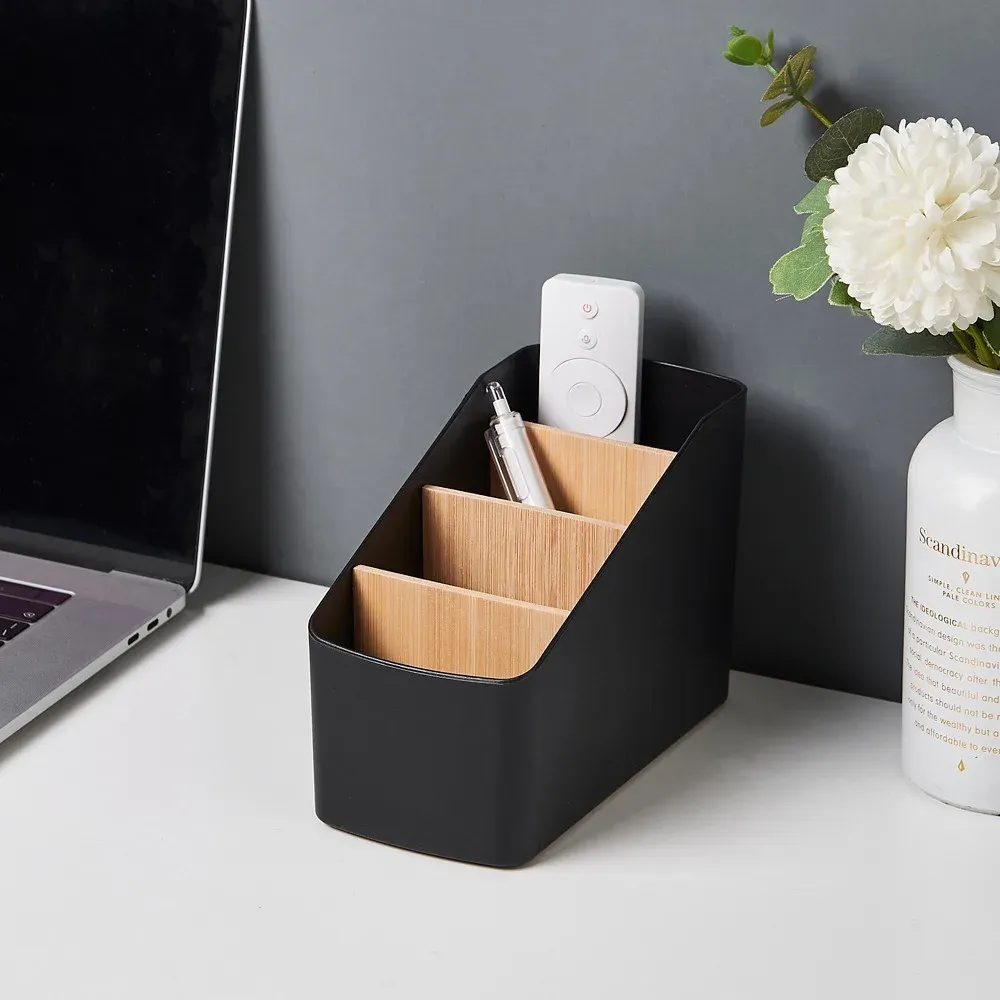 Organisateur de télécommande TV, support de table, boîte de rangement polyvalente pour bureau, organisateur pour chambre à coucher et salon 5