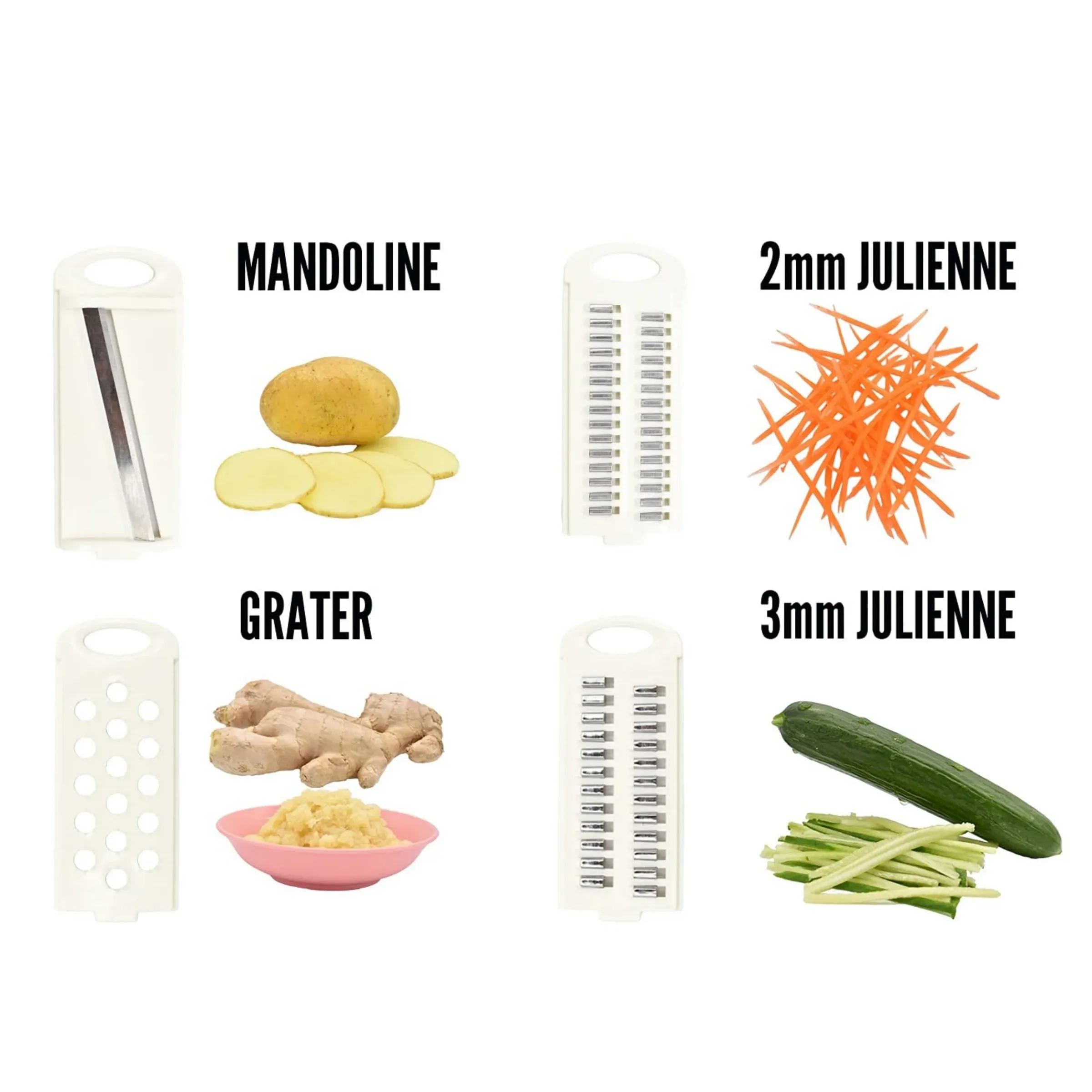 Éminceur 5 en 1 multifonction pour légumes et fruits : râpe manuelle, coupe-légumes et hachoir à pommes de terre 4