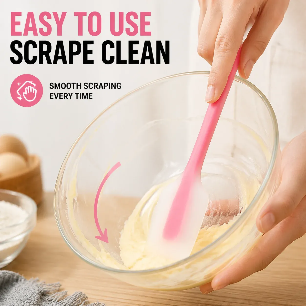 Spatule en silicone pour pâtisserie, résistante à la chaleur, grattoir à crème et beurre translucide pour la décoration de gâteaux 1