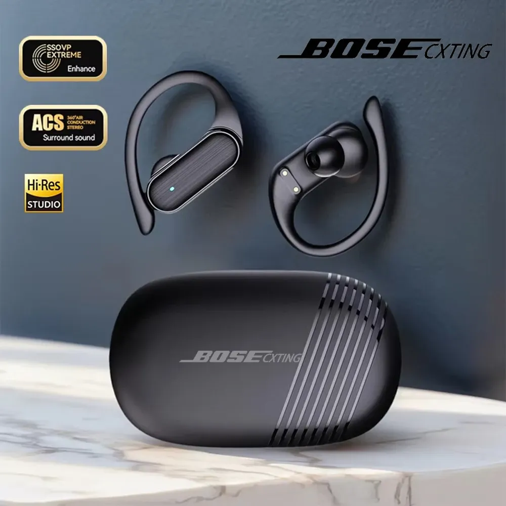 Casque d'écoute sans fil BOSECXTING A520, écouteurs intra-auriculaires à crochet avec basses Hi-Fi, réduction de bruit et micro intégré, pour le sport et le jeu